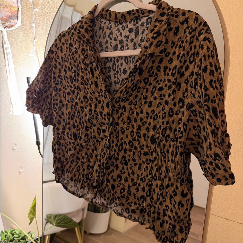 Leopard Print Chiffon Blouse
